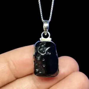 Pendant made of Tektite Meteorite on Silver Chain